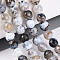 Dyed & Heated Natural Fire Crackle Agate Beads Strands, Round, Faceted, Gainsboro, 7.5~8.5mm, Hole: 0.8~1.2mm, about 47~48pcs/strand, 13.78~14.96 inch(35~38cm)