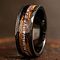 304 Stainless Steel & Wood Finger Rings for Men, Sandy Brown, US Size 8(18.1mm)