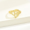 Brass Alphabet Adjustable Rings for Women, with Heart, Letter M, 17mm, US Size 6 1/4(16.7mm)