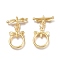 Brass Toggle Clasps, with Jump Rings, Long-Lasting Plated, Ring with Dragonfly, Real 18K Gold Plated, Bar: 17.5x9.5x2.5mm, Hole: 1.8mm, Ring: 19x13x2.3mm, Hole: 1.8mm
