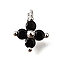 Brass Micro Pave Cubic Zirconia Pendants, Flower Charms, Platinum, 9.5~10x7.5~8x3mm, Hole: 1.2mm