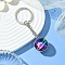 Round Glass Beads Keychain, with Iron Findings, Colorful, 7.6cm