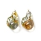 Inner Dried Flower Transparent Resin Pendants, with Brass Finding, Goldenrod, 37.5x22.5x16mm, Hole: 1.6mm