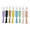 Handmade Macrame Nylon Thread Pendant Decorations, Alloy Clasps Charms for Bag or Keychain Ornaments, Rectangle, Mixed Color, 240mm