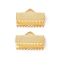 304 Stainless Steel Ribbon Crimp Ends, Rectangle, Real 18K Gold Plated, 10x15mm, Hole: 4x2mm