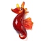 Handmade Lampwork Pendants, Sea Horse Charms, FireBrick, 43x26x21.5mm, Hole: 4x3mm