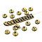 Brass Rhinestone Spacer Beads, Grade A, Straight Flange, Golden Metal Color, Rondelle, Light Sapphire, 6x3mm, Hole: 1mm