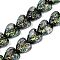 Handmade Foil Glass Beads, Heart, Black, 16x15x9mm, Hole: 1.5mm, 1.5mm, about 24pcs/strand, 12.59~13.18 inch(32~33.5cm)