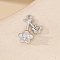 Metal Micro Pave Cubic Zirconia Pendants, Flower, Platinum, 16x15mm