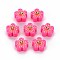 Handmade Polymer Clay Beads, Flower with Smiling Face, Deep Pink, 9~10x4mm, Hole: 1.5mm