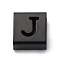 Ion Plating(IP) 304 Stainless Steel Square Slide Charms, Black, Letter J, 9x8x4mm, Hole: 3.5x8.5mm