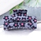 Flower Pattern PVC Plastic Claw Hair Clips, Hair Accessories for Women & Girls, Rectangle, Midnight Blue, 43x81x39mm