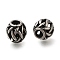 304 Stainless Steel European Beads, Large Hole Beads, Rondelle with Criss Cross, Antique Silver, 10x10mm, Hole: 4mm
