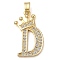 Rack Plating Brass Micro Pave Cubic Zirconia Pendants, Long-Lasting Plated, Lead Free & Cadmium Free, Real 18K Gold Plated, Letter D, 22~24x12~22x2mm, Hole: 3x4mm
