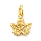 Brass Charms, Leaf, Long-Lasting Plated, Rack Plating, with Jump Ring, Real 18K Gold Plated, 12.5x11x2.5mm, Hole: 3.2mm