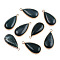Natural Moss Agate Pendants, with Brass Findings, teardrop, Golden, 33x16~16.5x6mm, Hole: 2mm