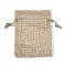 Burlap Packing Pouches Drawstring Bags, Dark Khaki, 13.5~14x9.5~10cm