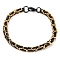 201 Stainless Steel Byzantine Chain Bracelets, with 304 Stainless Steel Clasps, Golden, Black, 8-7/8 inch(22.5cm)