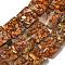 Dyed Natural Imperial Jasper with Resin Beads Strands, Square, Chocolate, 16x16x6mm, Hole: 1.6mm, about 11pcs/strand, 6.97 inch(17.7cm)