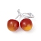 Alloy & Acrylic Pendants, Cherry, Platinum, 36x39x19.5mm, Hole: 2mm