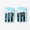 Resin Cabochons, Imitation Food, Opaque, Cookie, with Words Delicious, Light Sky Blue, 28x17.5x6.5mm