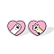 Acrylic Heart with Footprint Stud Earrings for Women, White, 15mm