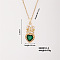 Elegant Brass Micro Pave Green Cubic Zirconia Heart Pendant Necklace for Women, Golden, 15.75 inch(400mm)
