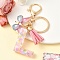 Resin & Acrylic & Faux Suede Tassel Keychain, with Alloy Clasp and Iron Rings, Letter L, 10cm