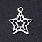 Non-Tarnish 201 Stainless Steel Laser Cut Charms, Hollow Star, Stainless Steel Color, 14.5x12.5x1mm, Hole: 1.5mm
