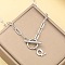 Stainless Steel Paperclip Chain Initial Necklaces with OT Clasps, Stainless Steel Color, Letter Q, 18.11 inch(46cm)
