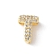 Brass Micro Pave Clear Cubic Zirconia Initial Multi-strand Links, Real 18K Gold Plated, Lead Free & Cadmium Free, Long-Lasting Plated, Rack Plating, Letter T, 10x5~9.5x4.5~5mm, Hole: 1.5~3.2x2~8mm