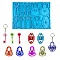 Rectangle Shape Keychain Molds Food Grade Silicone Molds, for UV Resin, Epoxy Resin Jewelry Making, Deep Sky Blue, 142x200x6mm
