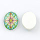 Kaleidoscope Flower Pattern Glass Oval Flatback Cabochons for DIY Projects GGLA-R022-18x13-38-2