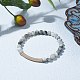 Bracelet extensible en perles d'oeil de faucon naturelles rondes pour fille femme BJEW-JB07151-01-2