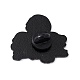 ホワイトハロウィンエナメルピン  バックパックの服のための電気泳動の黒い合金のブローチ  スカル模様  28x30x2mm  ピン：1.2mm JEWB-A005-12-06-2