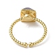 天然混合宝石ピラミッドオープンカフリング  黄金の真鍮の指輪  カドミウムフリー＆鉛フリー  内径：17mm RJEW-M155-06G-4