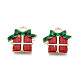 クリスマス合金エナメルペンダント  カドミウムフリー＆鉛フリー  ライトゴールド  クリスマスプレゼント  暗赤色  15x16x2.5mm  穴：1.8mm ENAM-Q442-58-2