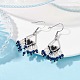 Boucle d'oreille pendante en spinelle bleue synthétique et pompon en perles de graines EJEW-MZ00116-3