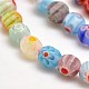 Faceted Millefiori Glass Round Beads Strands LK-P005-03-3