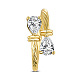 SHEGRACE Real 18K Gold Plated Brass Clear Cubic Zirconia Twisted Cuff Rings JR02A-01-3