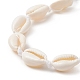 Bracelet coquillage naturel et perles tressées turquoises synthétiques pour femme BJEW-JB09245-02-2