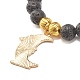 Bracelet extensible perlé rond en pierre de lave naturelle avec breloque en alliage d'émail d'halloween BJEW-JB08012-6