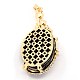 Multi-Color Alloy Rhinestone Peacock Setting with Oval Natural Gemstone Big Pendants G-M036-15G-2