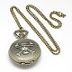 Halloween Jewelry Gifts Alloy Flat Round with Skull Pendant Necklace Pocket Watch WACH-N012-10-1