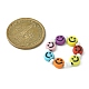 Juego de anillos elásticos de semilla de acrílico y vidrio con cara sonriente de 5 Uds. 5 estilos RJEW-TA00071-3
