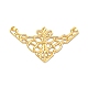 アイアン製フィリグリー透かしコネクター  エッチングされた金属装飾  花のある角の形  ゴールドカラー  26x48x0.5mm FIND-B020-15G-3