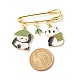 Panda and Bamboo Leaf Charm Enamel Brooch Pin JEWB-BR00063-02-5