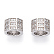 Rhodium Plated 925 Sterling Silver Micro Pave Cubic Zirconia Beads STER-T004-95P-2