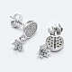 925 Sterling Silver Micro Pave Cubic Zirconia Pendants and Stud Earrings Components Sets STER-F045-02P-3