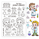 GLOBLELAND Chemistry Theme Clear Stamps Cute Chemist Silicone Clear Stamp Seals for Cards Making DIY Scrapbooking Photo Journal Album Decor Craft DIY-WH0167-56-623-1